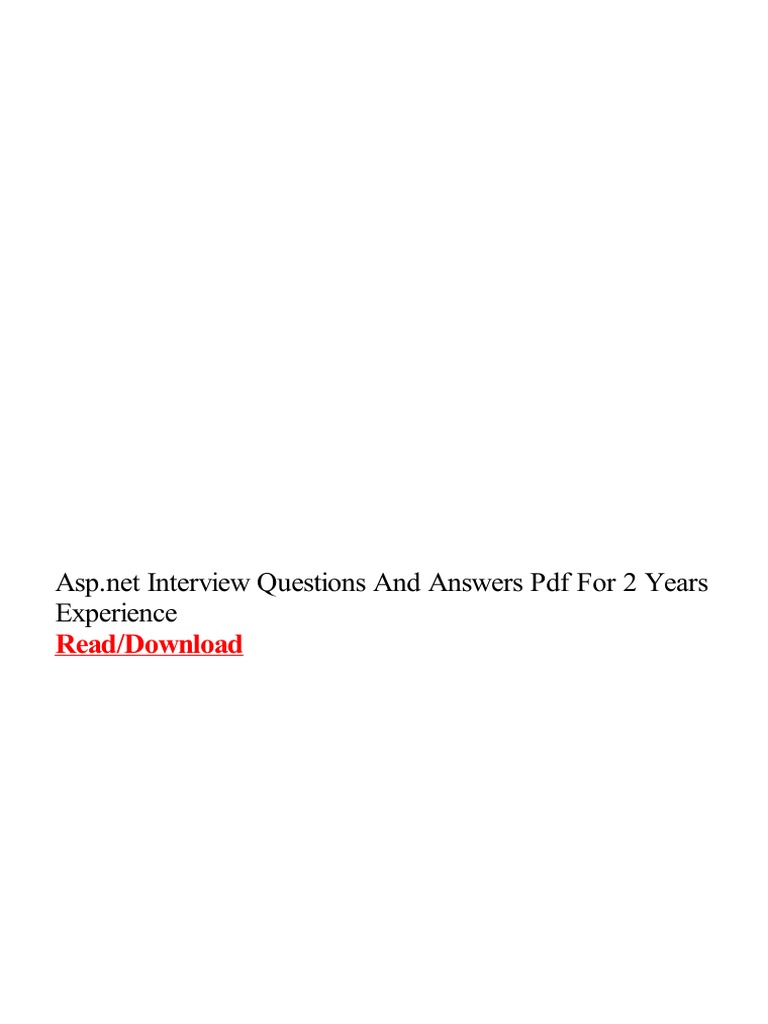ASP Net Interview Questions and Answers PDF For 2 Years Experience