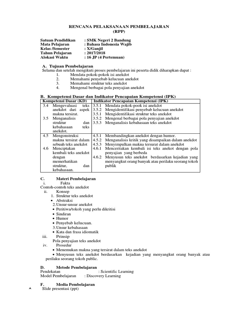 Rpp Teks Anekdot Pdf