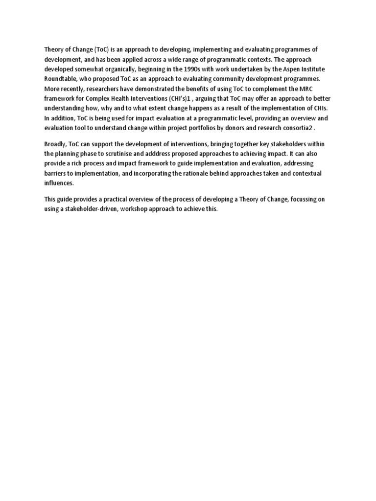 Developing a Theory of Change Guide | PDF | Business