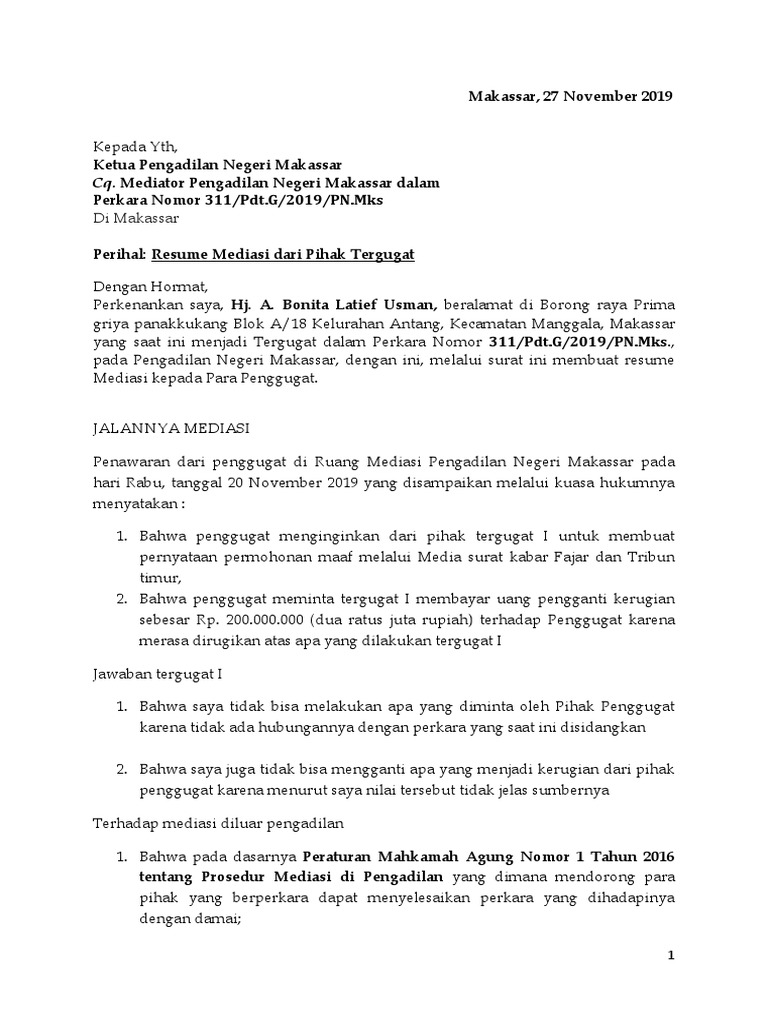 Contoh PENAWARAN MEDIASI | PDF