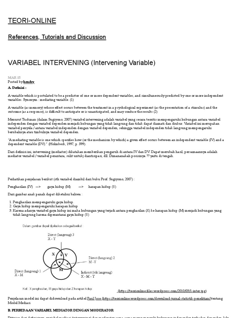 Variabel Intervening (Intervening Variable) - Teori-Online | PDF