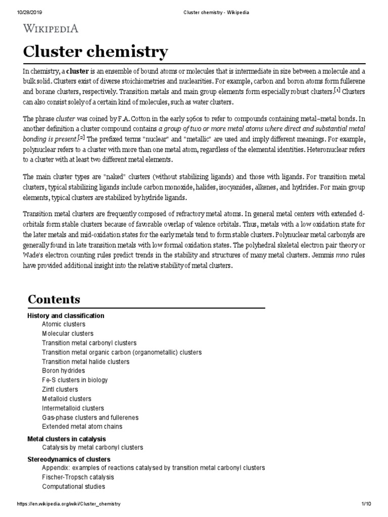 CLUSTER MEANING IN CHEMISTRY intelligence overview