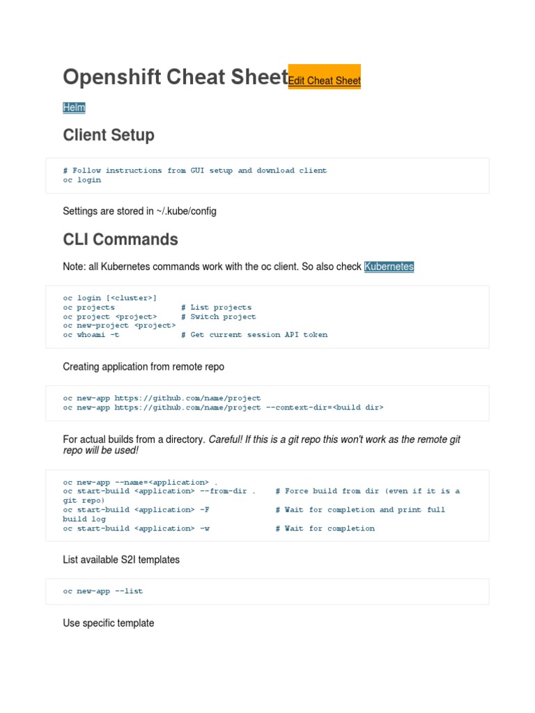 Openshift Cheat Sheet | Download Free PDF | Information Technology ...