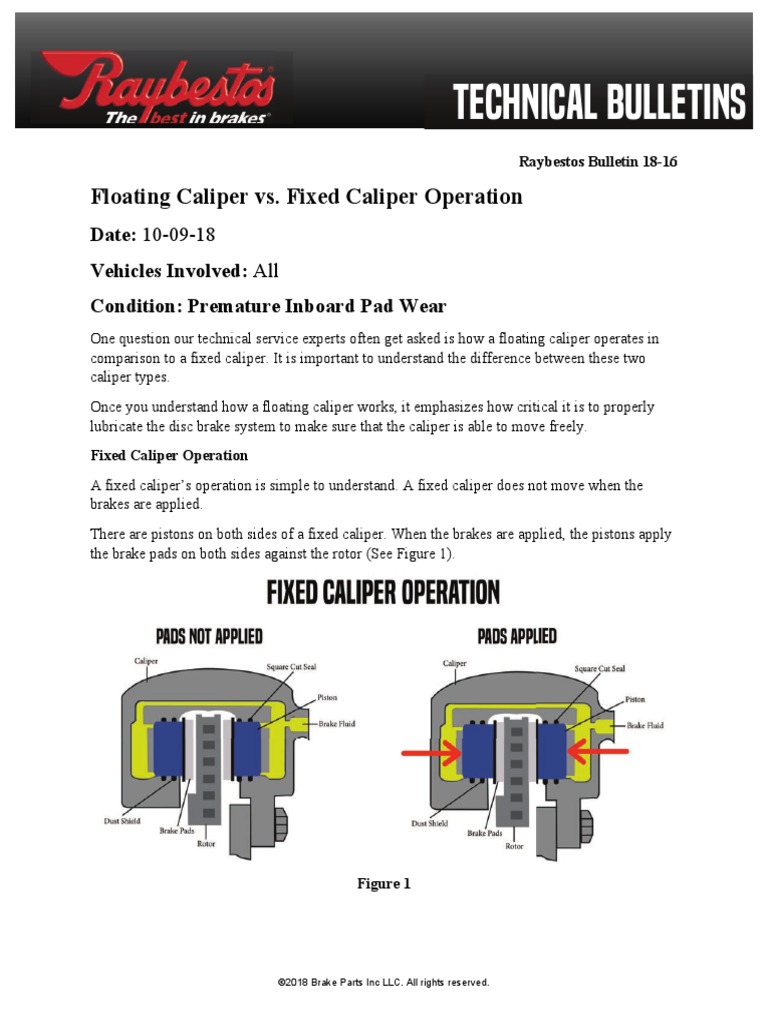 Floating Caliper Vs Fixed Caliper Operation PDF Brake