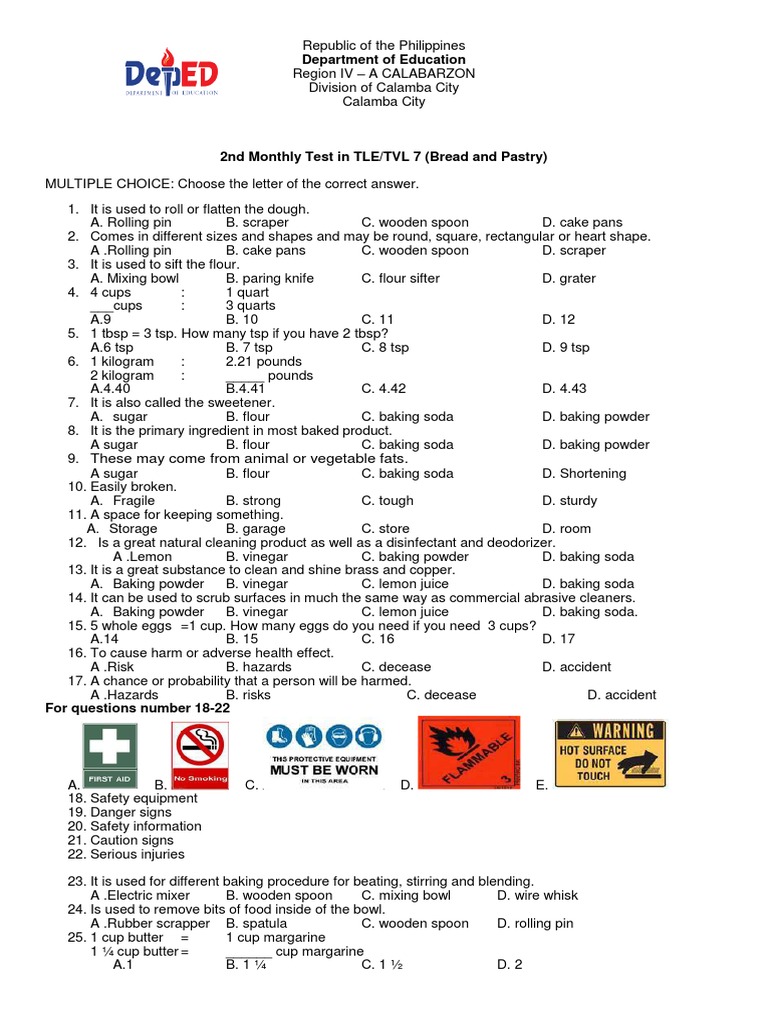 Test For Bread and Pastry Exploratory PDF Baking Cakes