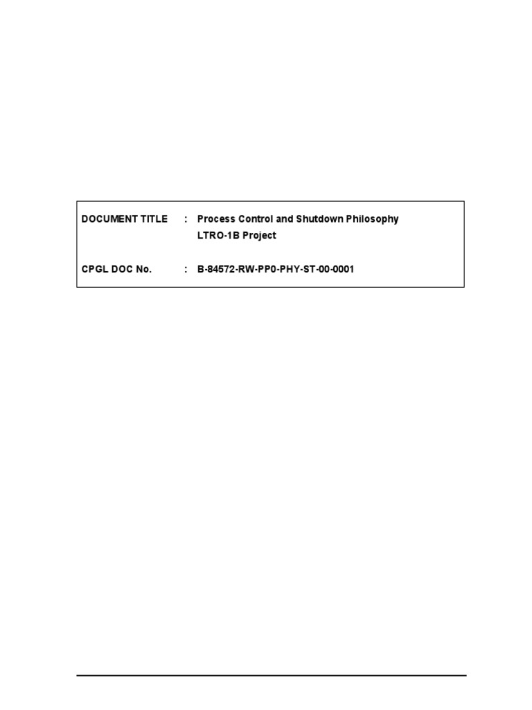 Process Control And Shutdown Philosophy Pdf Pdf Control System Pump