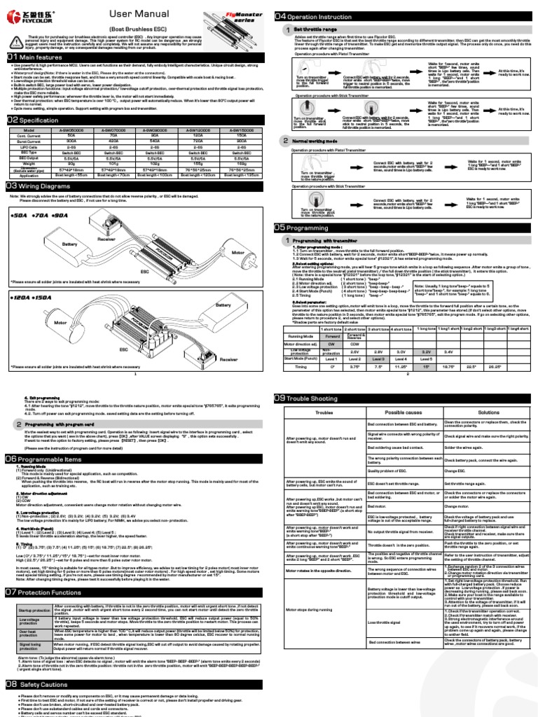 Flycolor FLY - S ESC User Manual | PDF | Electric Motor | Manufactured ...