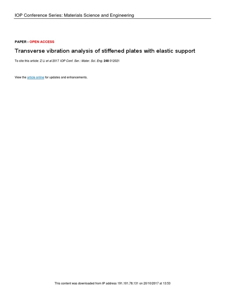 Vibration Analysis of Stiffened Plates | PDF | Finite Element Method ...
