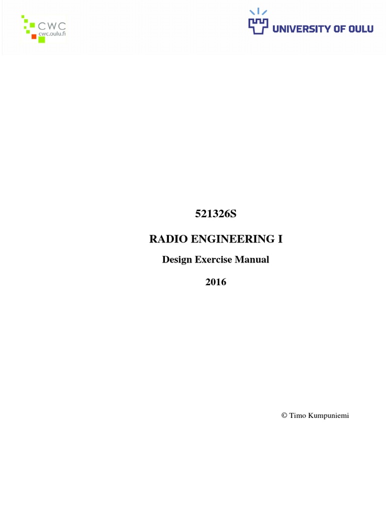 Radio Engineering Design Exercise 2016 V1 0 Pdf Simulation