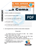 Ficha de La Coma para Segundo de Primaria PDF
