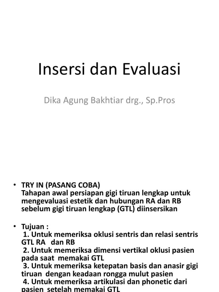 Proses Insersi Gigi Tiruan Lengkap | PDF | Sains & Matematika
