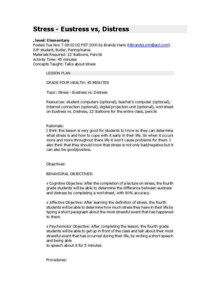 Stress | PDF | Stress (Biology) | Action (Philosophy)