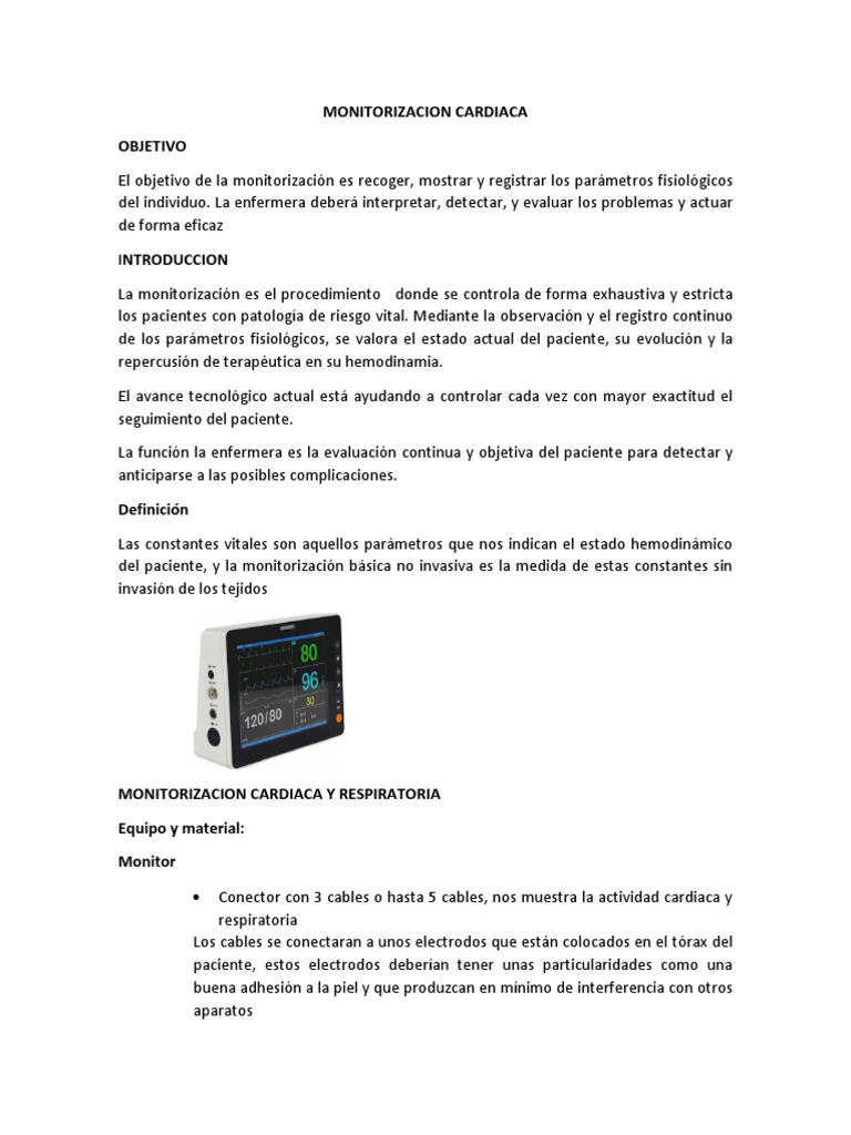 Monitorizacion Cardiaca | PDF | Corazón | Medicina
