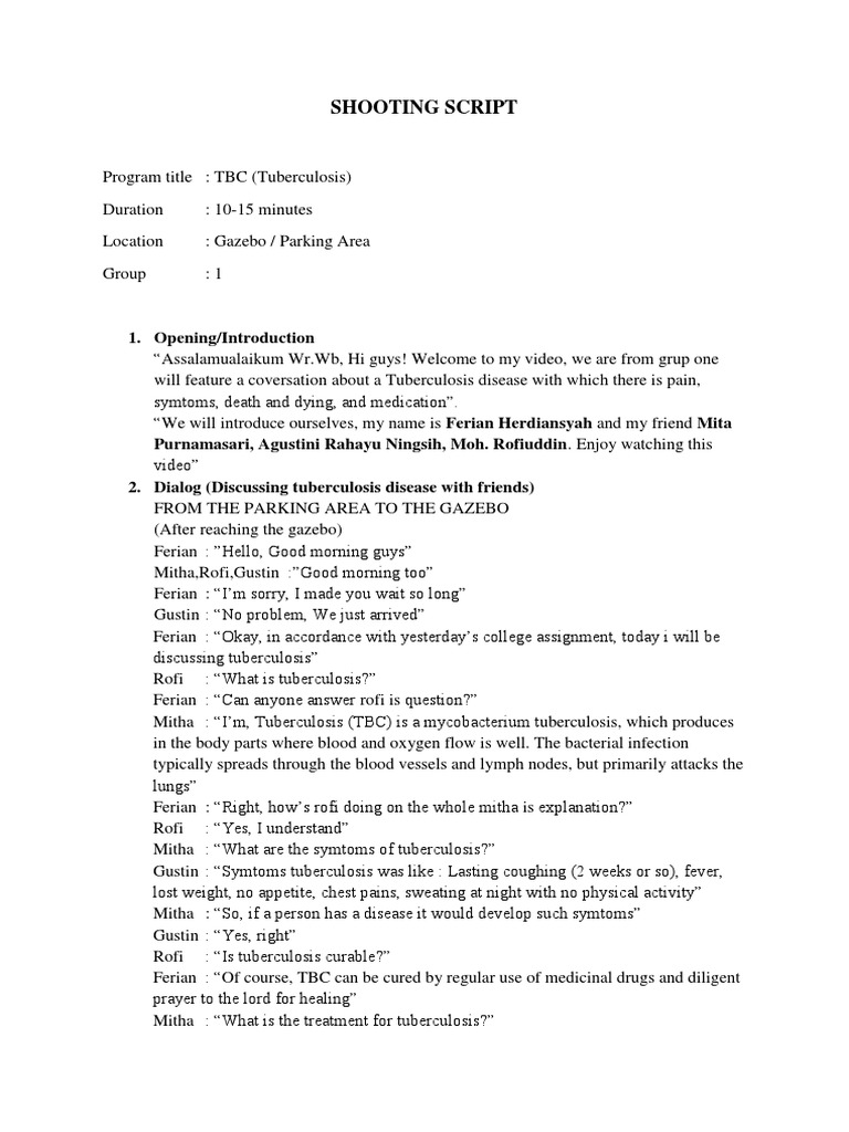 Script Video About TBC | PDF | Tuberculosis | Rtt