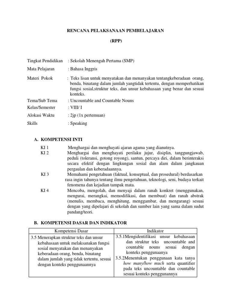 RPP | PDF | Karier & Perkembangan | Seni & Disiplin Bahasa