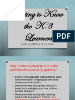Getting To Know The K-3 Learners