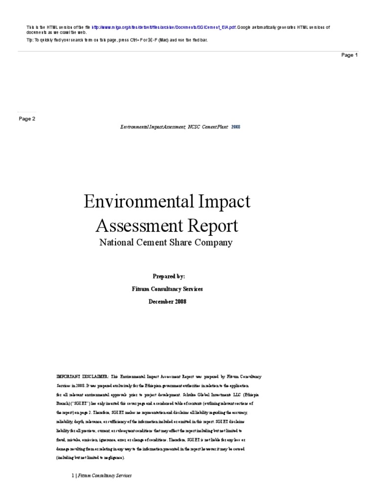 Cement Plant Environmental Assessment | PDF | Cement | Environmental ...