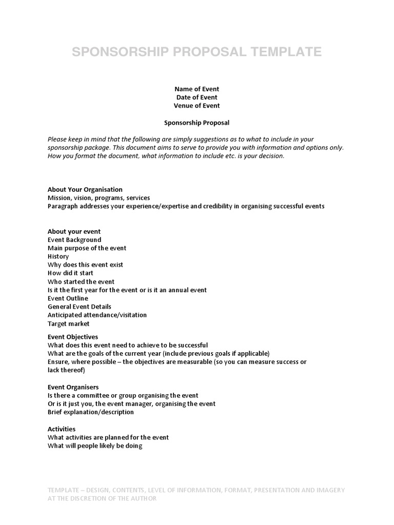 Event Sponsorship Proposal Template