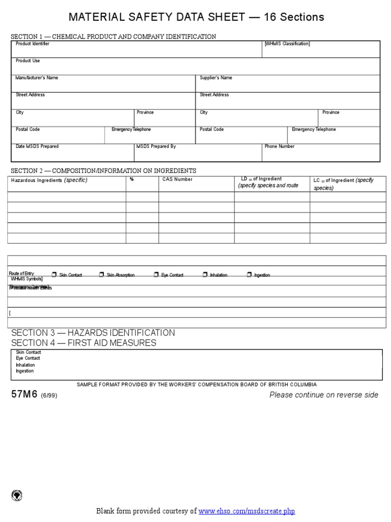 MSDS Sample Blank | PDF | Pollution | Prevention