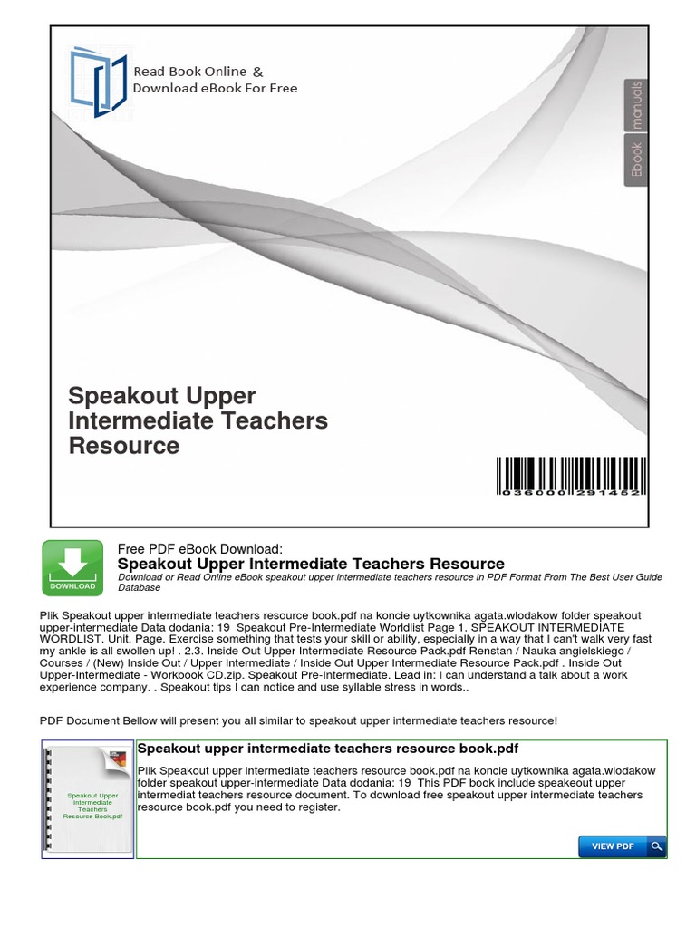 Speakout Upper Intermediate Teachers Resource | PDF | Books.