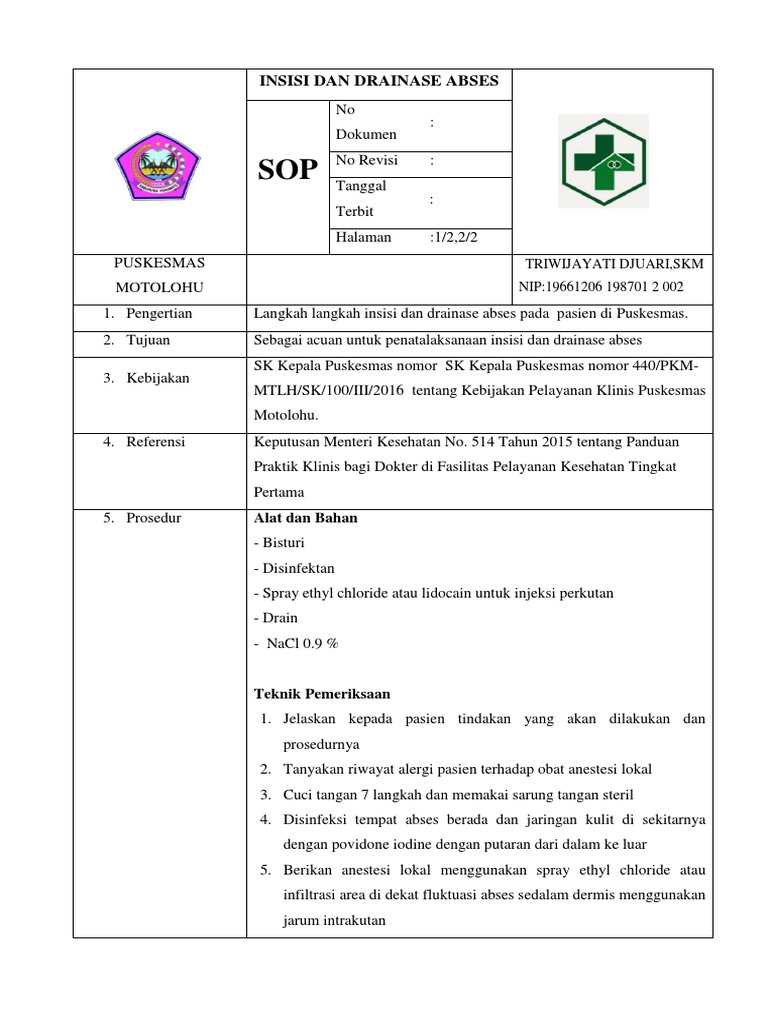 7.7.2 2 SOP Insisi Drainase Abses | PDF