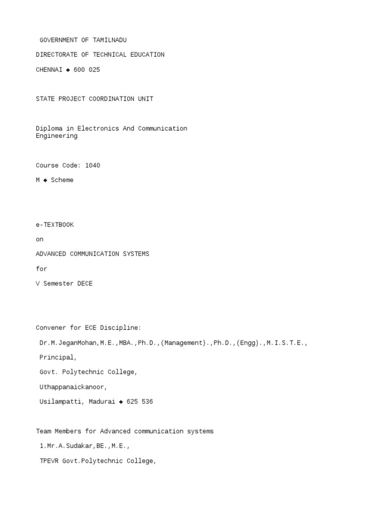 Advanced Communication Systems e-Textbook | PDF | Digital Signal | Radar