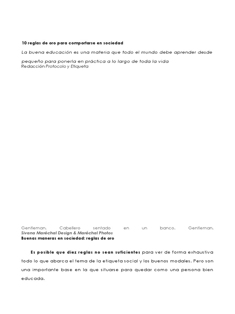 10 Reglas de Oro para la Convivencia Social | PDF | Etiqueta