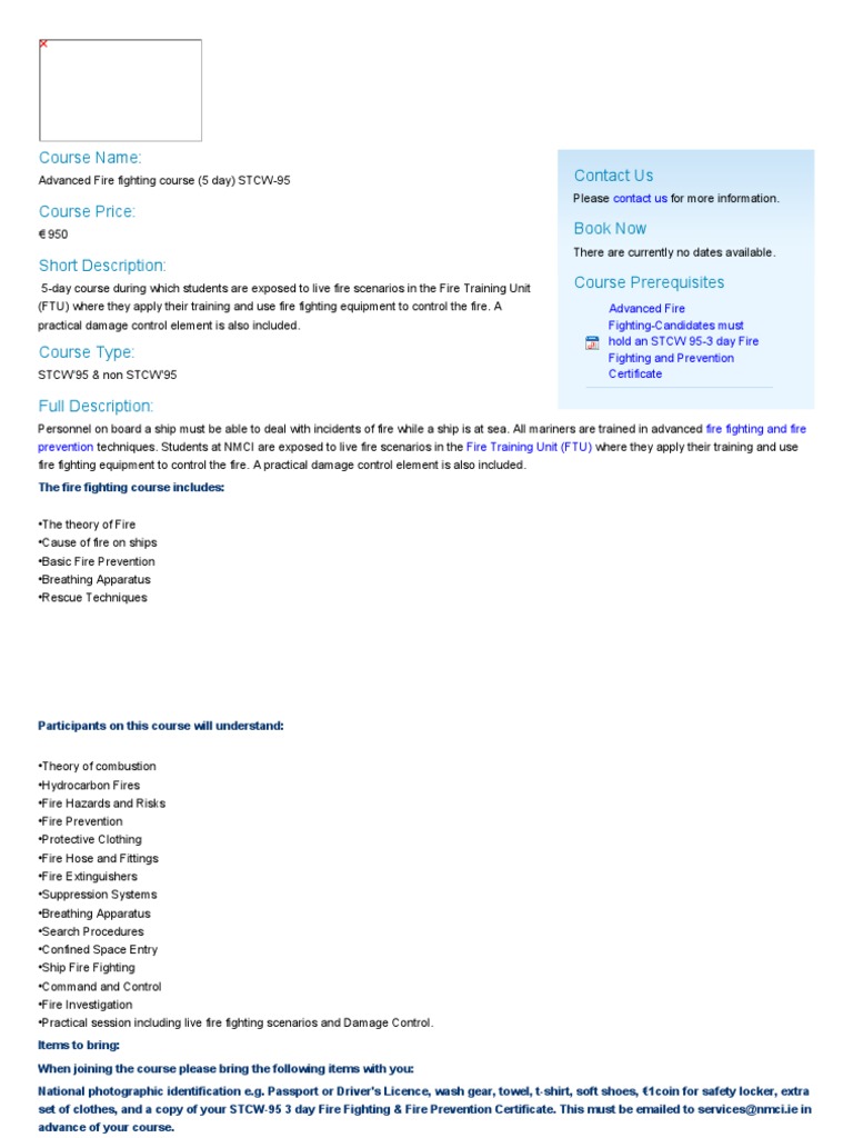 Advanced Fire Fighting Course STCW-95 | PDF | Firefighting | Fires