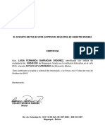 Certificado de estudios de grado octavo aprobado