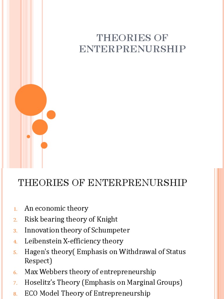 Key Theories of Entrepreneurship Explained | PDF | Entrepreneurship ...