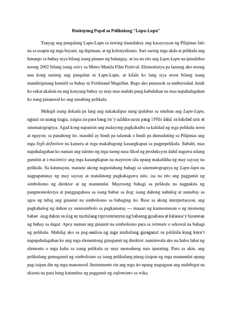 Lapu-Lapu Reaction Paper | PDF