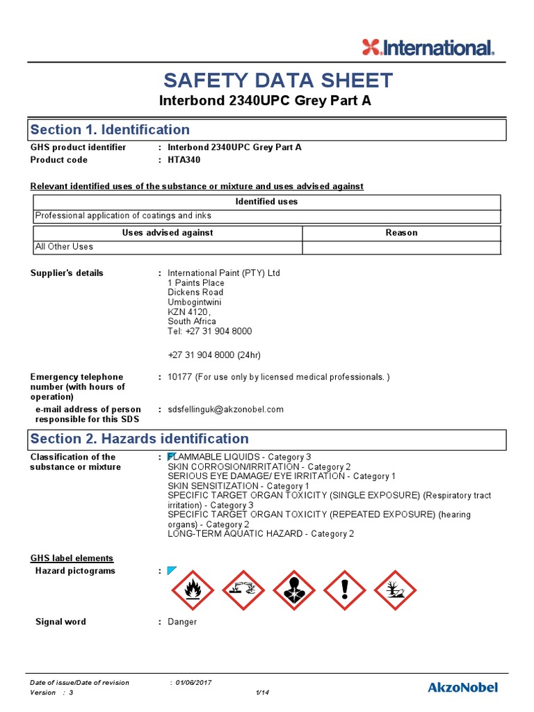 msds-PDF-2340 Upc Hta340 0029eu Za en 20170601 1 | PDF | Firefighting ...