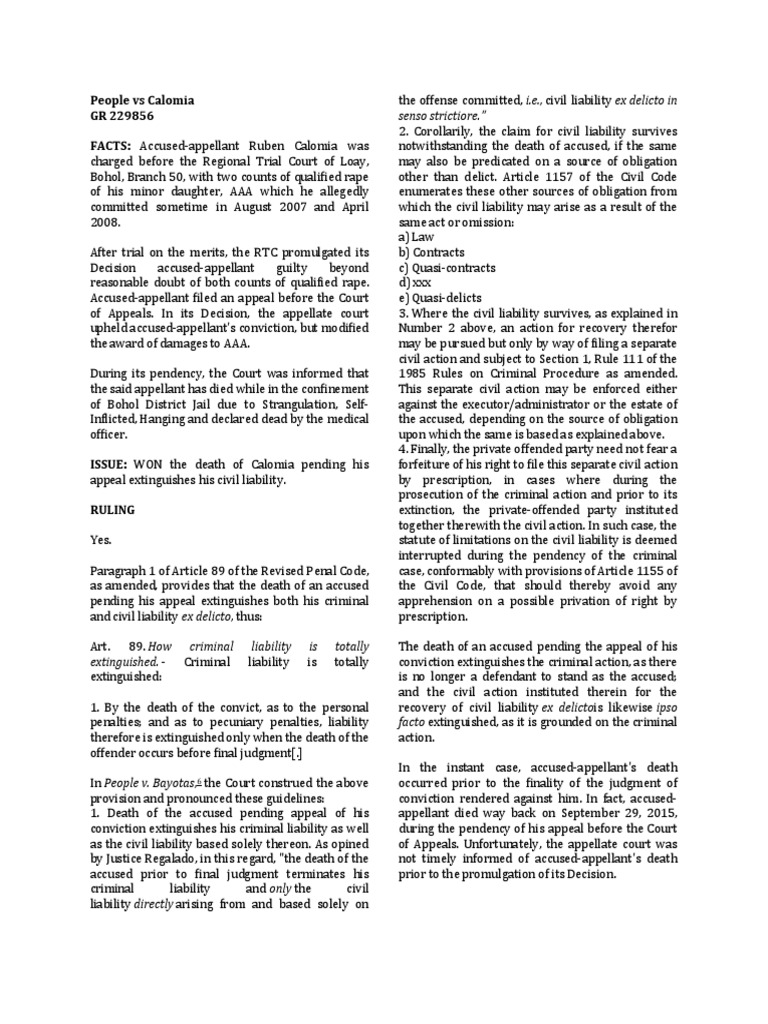 People Vs Calomia PDF Statute Of Limitations Judgment (Law)