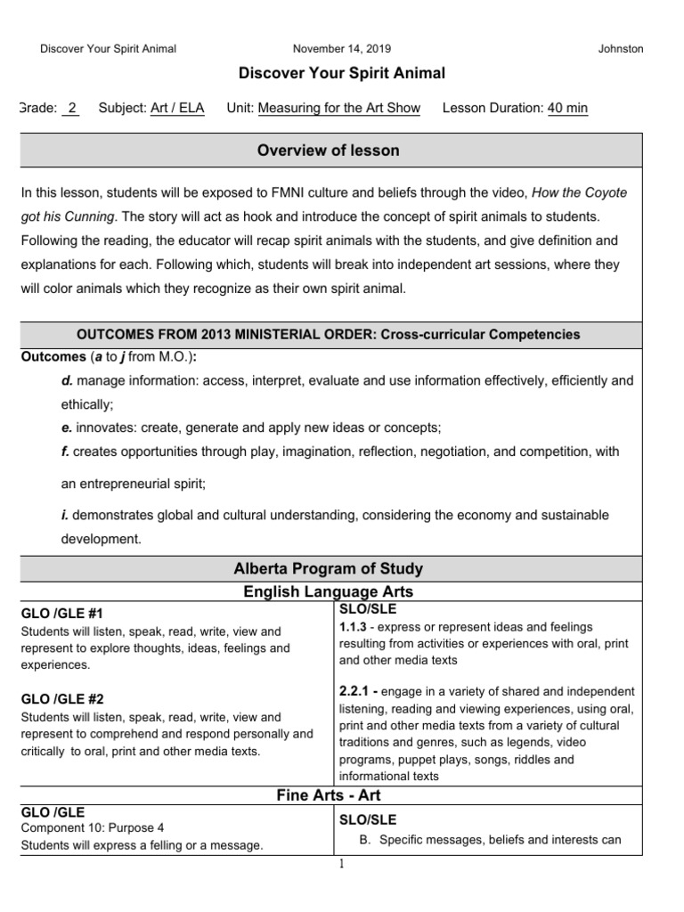 Spirit Animals for Grade 2 Students | PDF | Educational Assessment ...