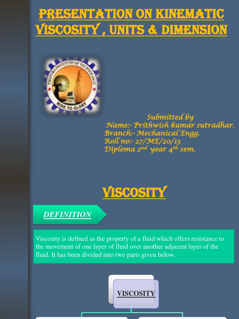 Kinematic Viscosity, Units & Dimension | PDF | Viscosity | Kinematics