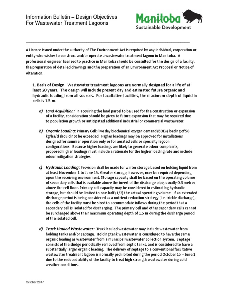Lagoon Design Guidelines, Manitoba | PDF | Sewage Treatment | Soil