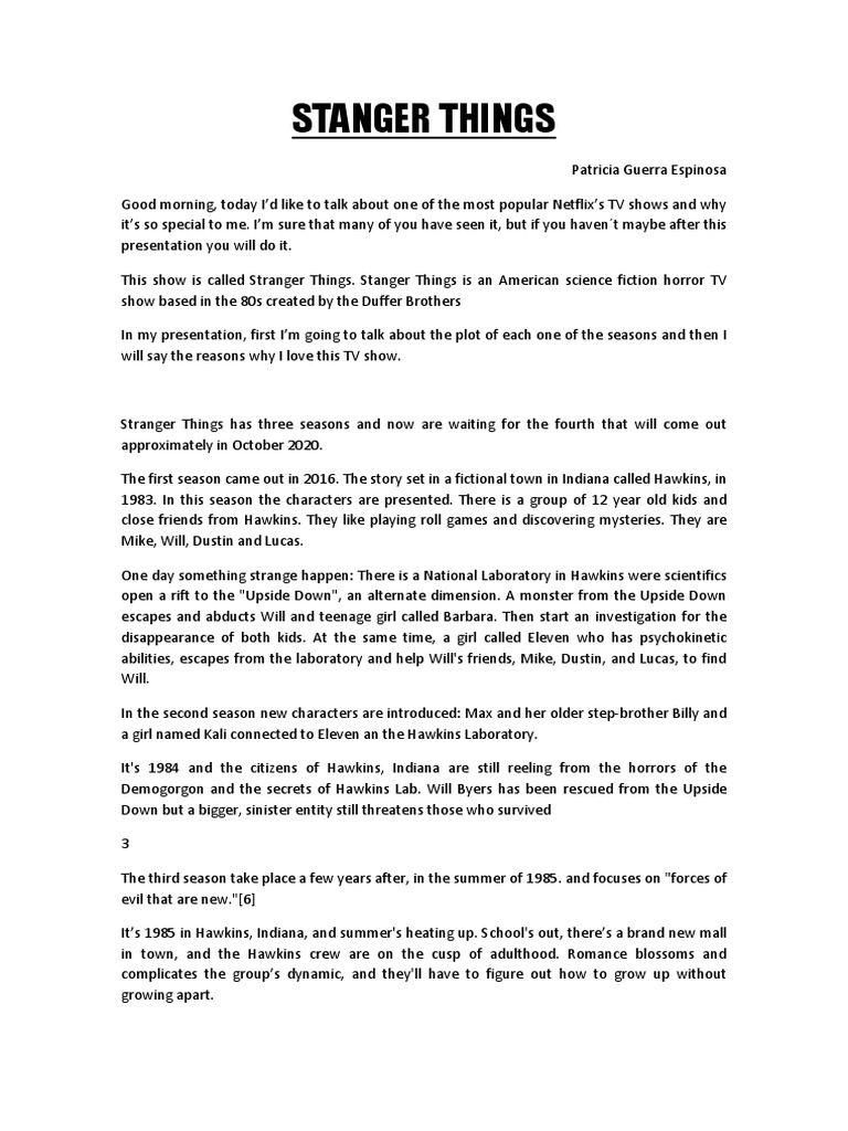 Stranger Things Presentation Pdf