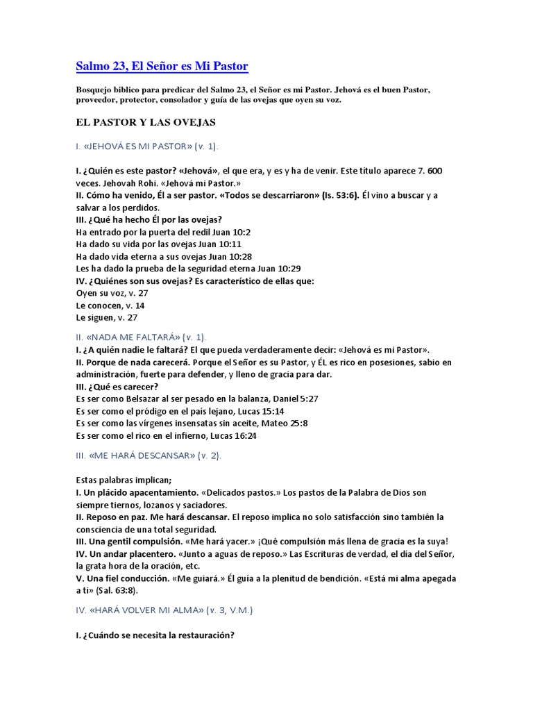 Predicación del Salmo 23: Jehová es mi Pastor | PDF | Jehová | Oración