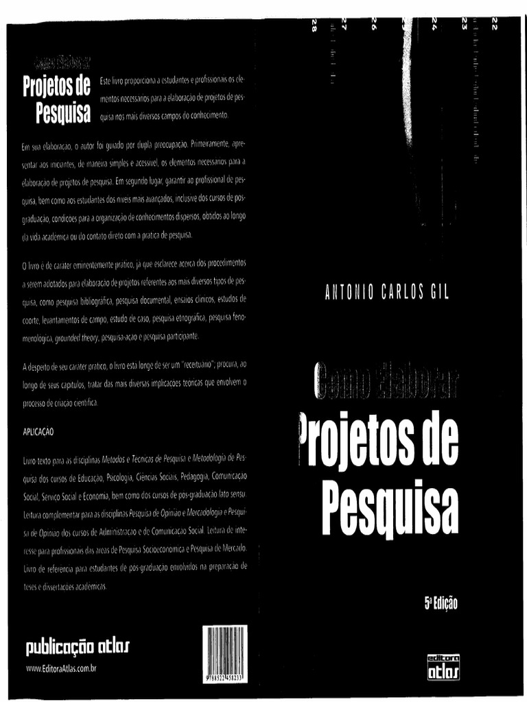 GIL Antonio Carlos. Como Elaborar Projetos de Pesquisa PDF | PDF