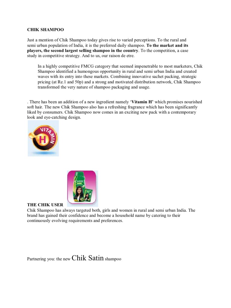 Chik Shampoo | PDF | Shampoo | Brand