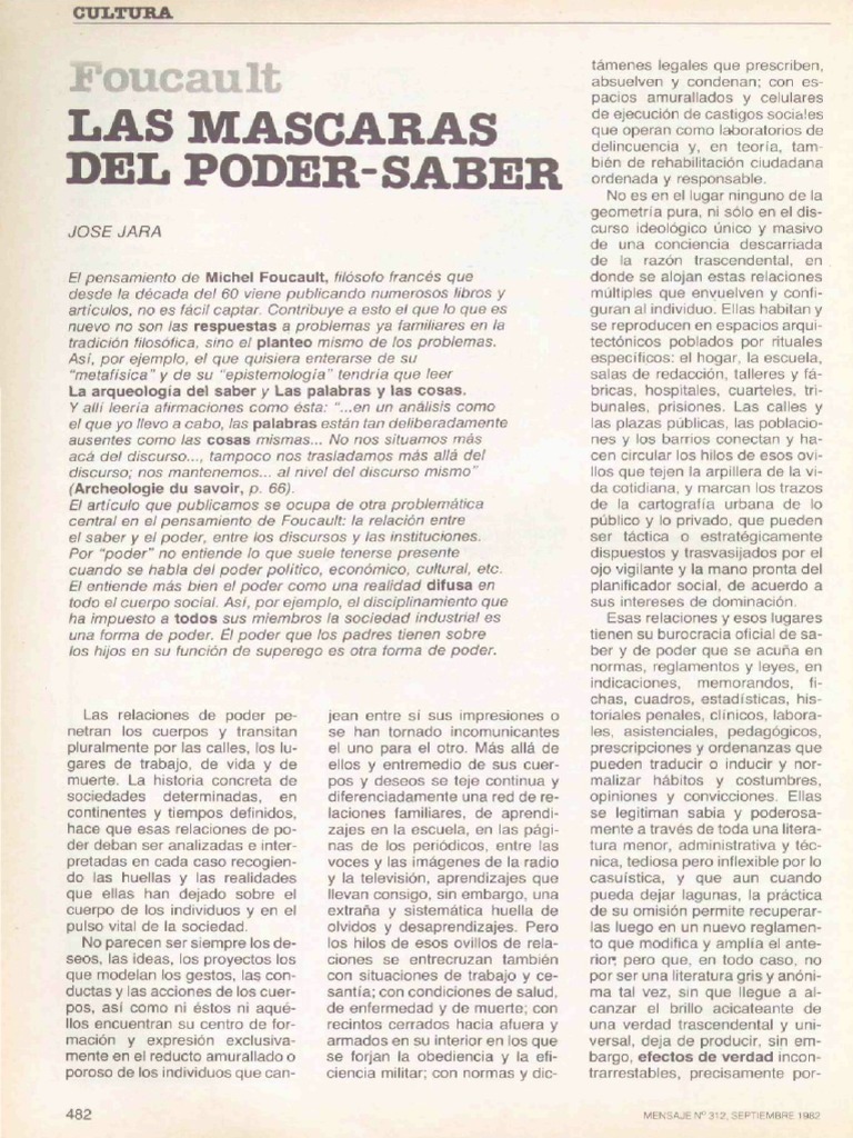 Poder y saber en Foucault | PDF | Michel Foucault | Verdad