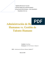 Ensayo Administración de Recursos Humanos vs. Gestión de Talento Humano