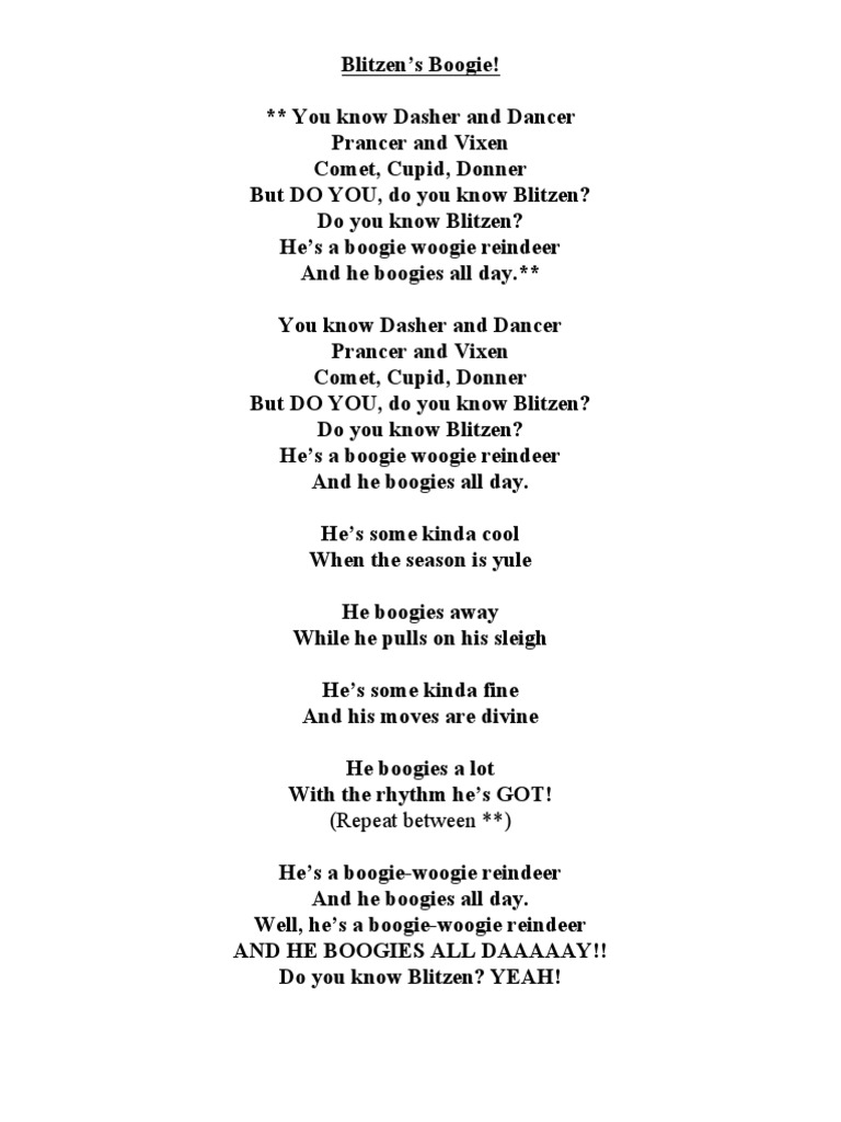 Blitzen S Boogie Lyrics Pdf