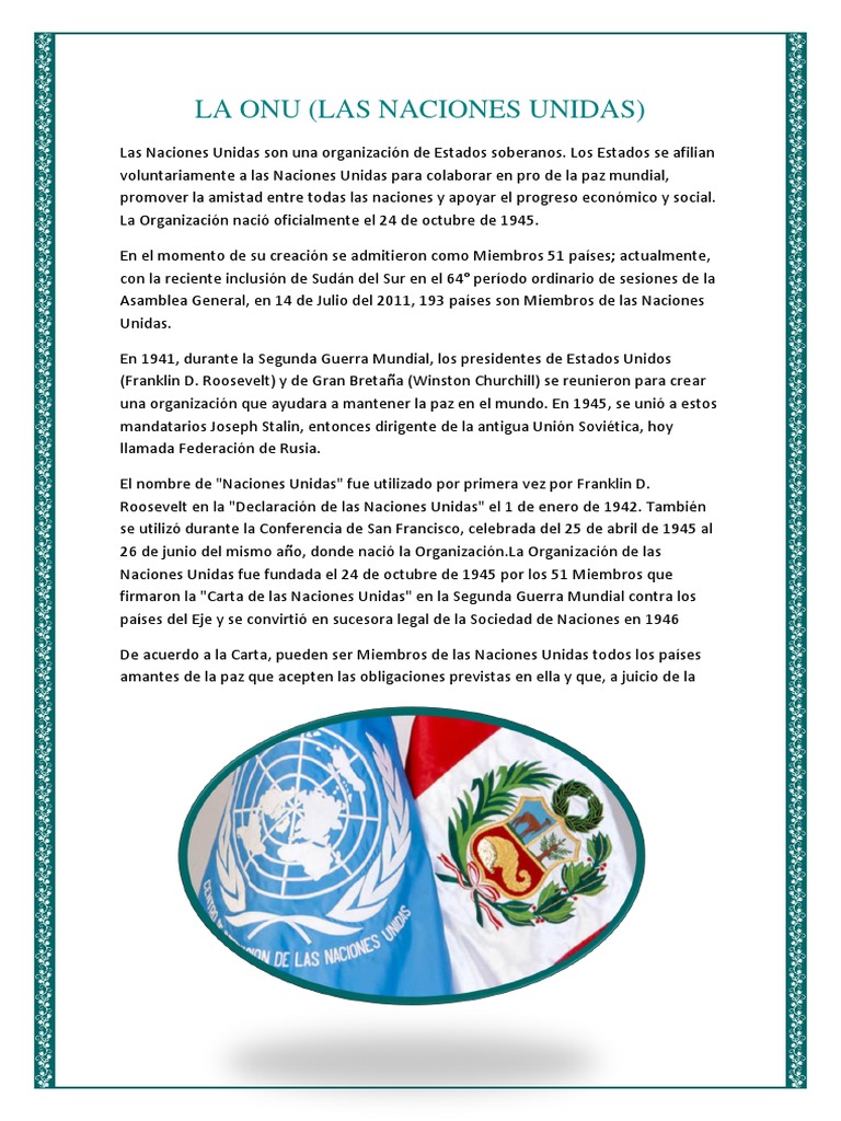 La Onu | PDF | Naciones Unidas | Relaciones internacionales