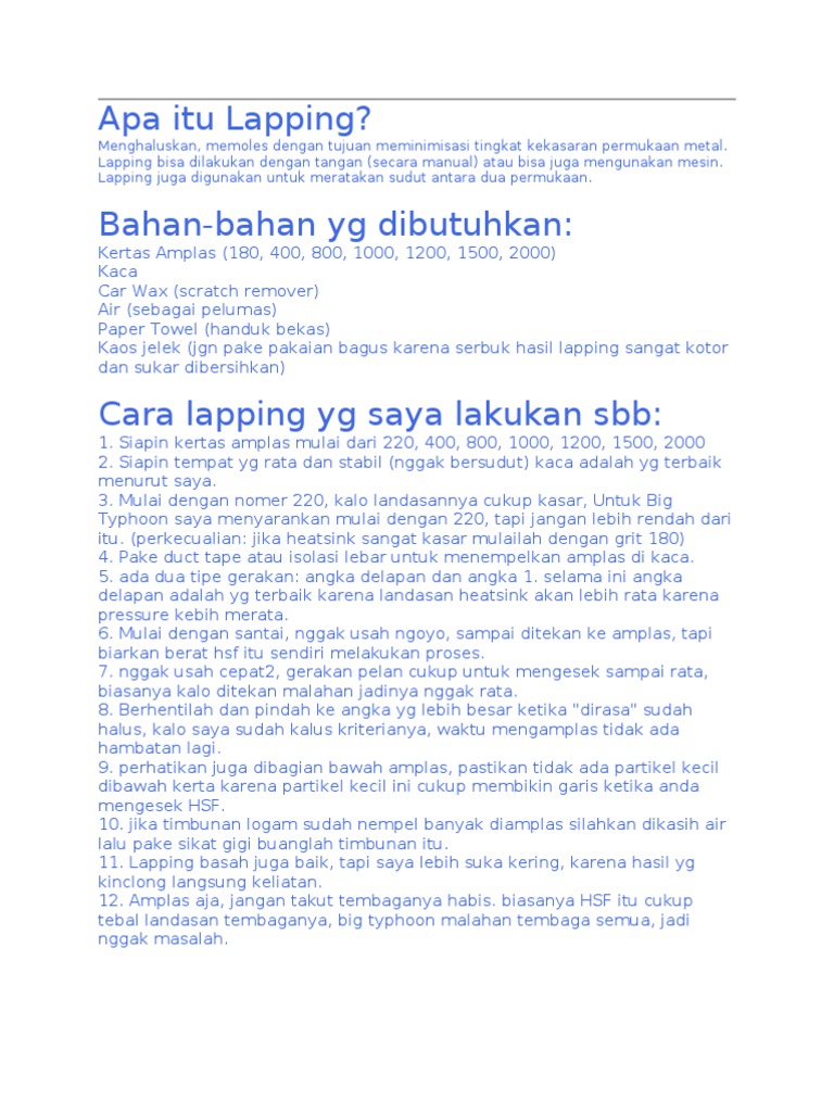 Apa itu Lapping