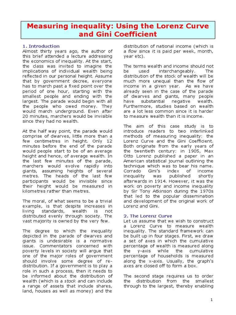 Measuring Inequality: Using The Lorenz Curve and Gini Coefficient | PDF ...