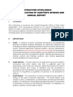 INSTRUCTION CPO/B-2000/9 Audits, Publication of Auditor'S Opinion and Annual Report