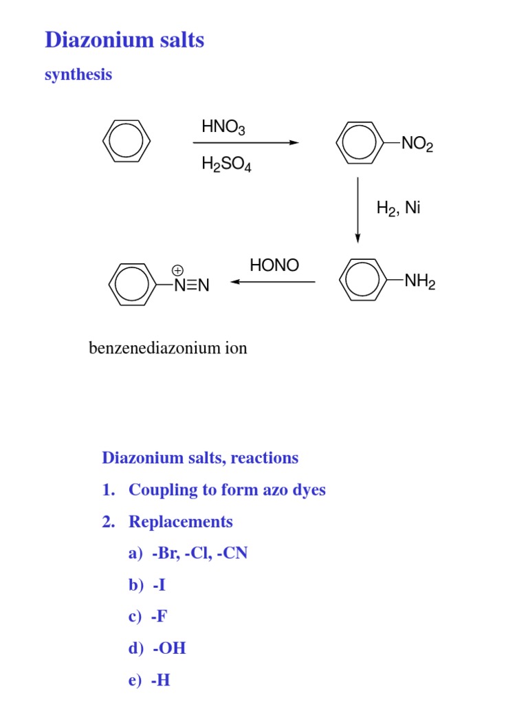 Diazonium Salts | PDF | Hydrogen Compounds | Organic Compounds