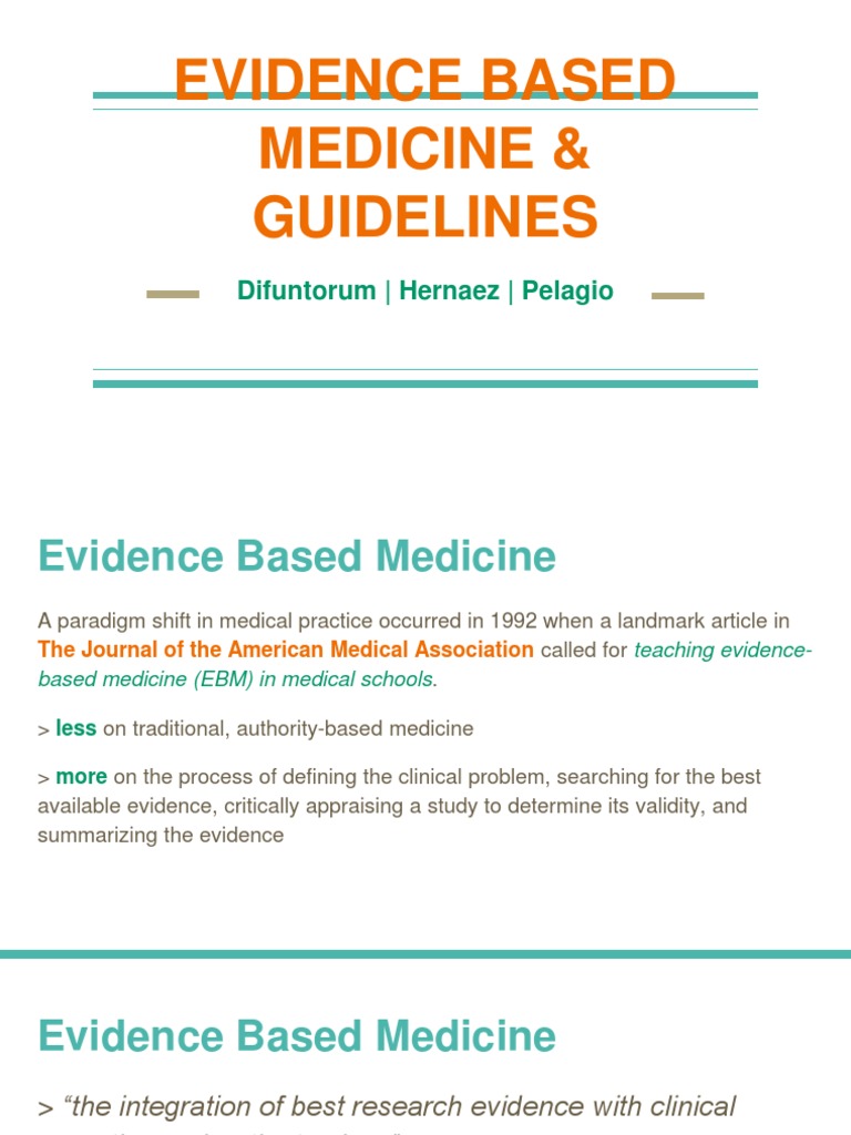 Evidence Based Medicine & Guidelines | PDF | Evidence Based Medicine ...