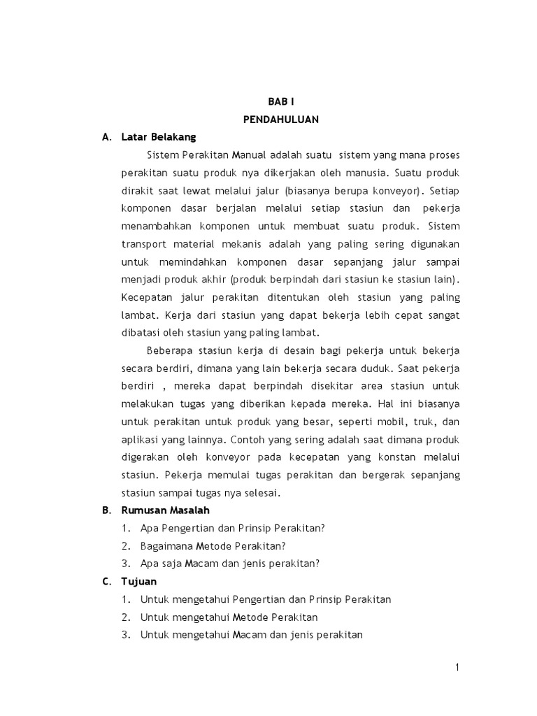 Makalah Sistem Perakitan Manual Pada Produksi Massal